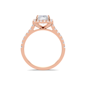 แหวนเพชรทรงปรินเซสคัท 1.57 กะรัต ประดับด้วยเพชรแบบดับเบิ้ลฮาโล ทอง 14K สีเหลือง ขาว และโรสโกลด์ รับรองโดย IGI หรูหรา ประดับเพชรแบบ Pave - Product Image 4