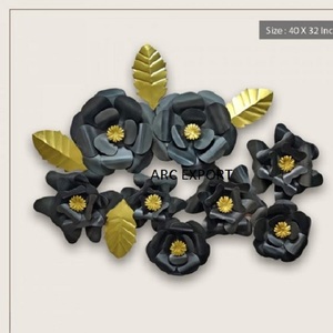 Forma de flor rosa con arte de pared de Color dorado y gris, diseño moderno, decoración para sala de estar, espejo de pared, arte de pared para la mejor venta - Product Image 4