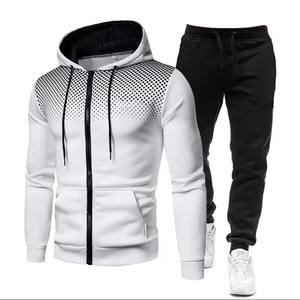 Hiver Mode Impression 100% Coton Survêtement Hommes Taille Élastique Sweat à Capuche Pantalon de Survêtement Deux Pièces Costumes Casual Fitness - Product Image 1