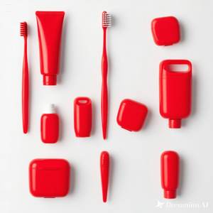 Elegant Red Hotel Toothbrush Kit | Minimalist Oral Care Set with <b>Toothpaste</b> and <b>Travel</b> Case 100 Box Customize - Product Image 4