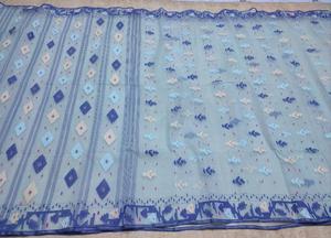 Exclusivo Deshi Dhakai Sky Blue Jamdani Sharee de alta calidad para mujeres JAMDANI FABRIC VERDE Azul ROJO Dorado de Bangladesh - Product Image 3