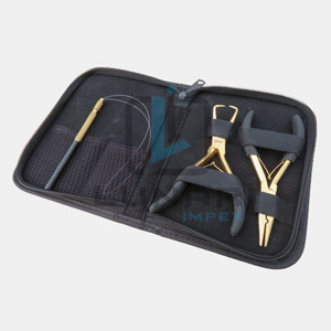 Kit de herramientas de extensión de cabello de 3 piezas en acero inoxidable de color rosa fuerte, caja de embalaje de herramientas de peluquería con etiquetado de marca personalizado - Product Image 4