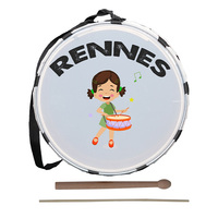 Rennes DVL-32RD Tambor Infantil de Diseño Personalizado - 30 cm (12 Pulgadas) Instrumento de Percusión Orff Ligero y Duradero de Madera y Plástico