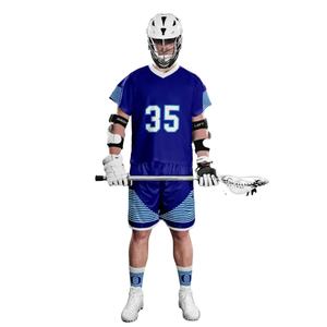 Ensembles d'uniformes de crosse professionnels bleus Design de qualité supérieure Technique de sublimation imprimée Vêtements d'équipe réversibles Prix de gros - Product Image 1