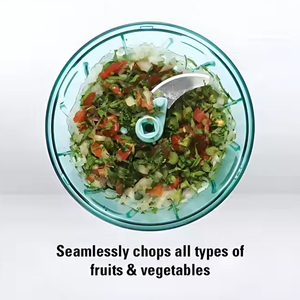 เครื่องปั่นขนาดเล็ก3ใบมีดแบบแมนนวลเครื่องบดเนื้อและผักพลาสติกอเนกประสงค์พร้อมคุณสมบัติดึงด้วยมือ - Product Image 3