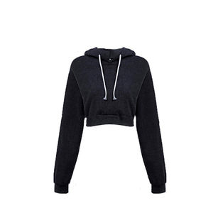 Envío gratis moda mujer Crop Top Sudadera con capucha mujer sudadera básica manga larga manta de gran tamaño - Product Image 4