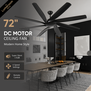 Ventilateur de plafond de 72 pouces avec télécommande, ventilateur silencieux à moteur DC réversible pour patio, salon, garage - Product Image 1