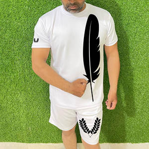 Ensemble de shorts et de t-shirts pour hommes professionnels, été/automne, tenue décontractée de haute qualité, taille plus, imprimé, 100% coton respirant - Product Image 1