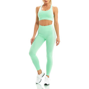 High <b>Waist</b> <b>Leggings</b> Sports Bra Women's Seamless Yoga Set Custom Logo OEM ODM Hot Selling 2-Piece Workout Gym Fitness Activewear - Product Image 1