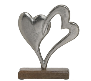 Escultura Colgante de Metal con Diseño Floral Elegante, Base de Madera de Nogal, Adorno de Mesa Moderno y Personalizable para Decoración del Hogar - Product Image 2