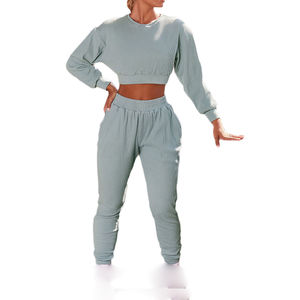 2025 Sweat Track Suit Set 2 Piece for Women Cotton Crop <b>Top</b> Ladies Jogging Sportswear Clothes Sports Jogger - Product Image 3