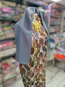 Maqbal Dirac blanc ivoire avec broderie de sequins multicolores et Garbasaar argenté - Product Image 2