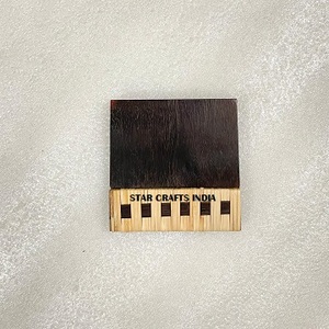 Factory Direct Hot Sale Wholesale <b>Black</b> Color Wood With Wicker Design Coasters Mat <b>Black</b> coaster Hot Selling Rattan Coasters Mat - Product Image 3