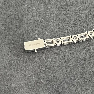 Pulseras de diamantes de moissanita con corte esmeralda y forma redonda en forma de fantasía blanca, hermosa pulsera de plata esterlina, regalo para hombres y mujeres - Product Image 5