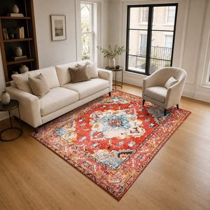 <b>RUGS</b> DEPOT LXDP-0828 Wholesale Red <b>Burgundy</b> Traditional Oriental Digital Printed Machine Washable Chenille Area <b>Rug</b> Non Slip - Product Image 2