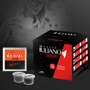 Cápsulas de Café Espresso Intenso Caffe Iuliano, Paquete de 50 - Compatibles con Lavazza Espresso Point, Café Arábica Blanco, Suave, Dulce y Neutro - Product Image 2
