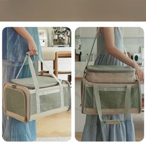 Soft-Sided Pet Carrier Bag Mesh Zipper Closure Breathable Window for <b>Cats</b> Gray Beige Color Quadratic Shape Leisure Style - Product Image 5