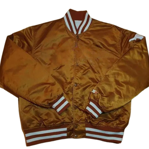 Veste en satin XL American College pour hommes vintage avec broderie Manteau d'hiver ample en satin respirant Fermeture à glissière en toile - Product Image 2