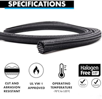 Funda protectora de cable personalizada para organizador de cables, funda de cierre automático, funda dividida extensible y trenzada para organizador de cables