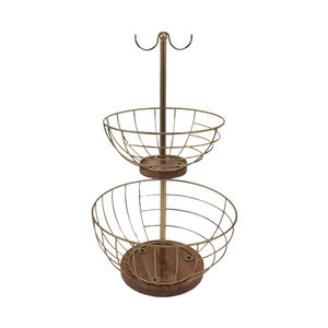 Modern Decorative Iron/<b>Wood</b> <b>Storage</b> <b>Basket</b> in Round Shape Black Finished for Tabletop & Kitchen Fruit <b>Storage</b> <b>Basket</b> - Product Image 4