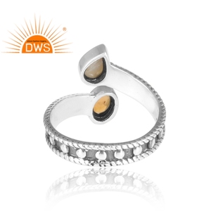 Venta caliente plata esterlina oxidada perla Natural y piedra preciosa de ópalo etíope anillo ajustable joyería para mujer regalo para ella - Product Image 5