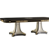Ensemble de table à manger en marbre massif et bois traditionnel de luxe, 6 places, buffet, hauteur réglable, meubles anciens pour hôtel, villa