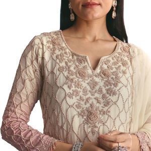 Lavender Chinon Ombre Kurta Palazzo Suit With Sequins Thread Work Wholesale Women Ethnic Apparel OEM <b>Clothing</b> Factory Bulk - Product Image 2