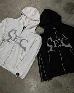 Vente en gros personnalisé 100% coton polaire fermeture éclair poche à capuche écologique respirant sérigraphie unisexe hiver Streetwear - Product Image 1