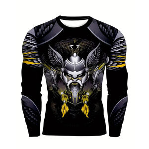 Couleurs unies Confortable Nouveau Premium Logo personnalisé Hommes MMA Fitness Séchage rapide Lavé Manches longues Rash Guard Tissu 220g - Product Image 1