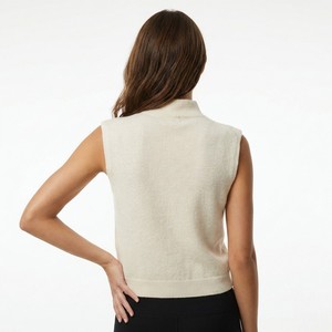 Chaleco Ligero y Transpirable de Punto sin Mangas con Cuello Alto de Viscosa/Nailon/PBT para Mujer, Otoño - Product Image 2
