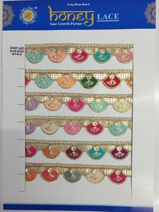 Tela de encaje bordado floral colorido vibrante y detallado con patrones intrincados, perfecto para la moda de alta gama - Product Image 4