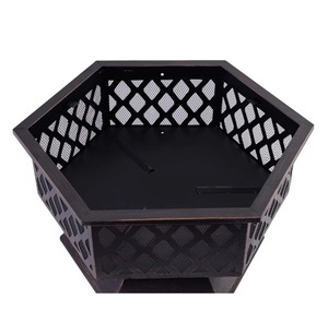 Al por mayor hoguera en forma de hexágono ardiente de madera de metal al aire libre con parrilla de barbacoa para jardín/Patio artesanías hoguera soporte - Product Image 2