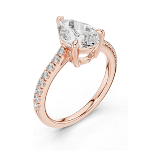 Anillo de Compromiso con Diamante en Forma de Pera de 2.28 CT, Creado en Laboratorio, VVS-VS-EF, Diamante CVD, Oro de 18KT, 14KT, 10KT y Plata 925, Color Rosa - Product Image 4