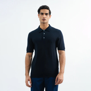 Polo de punto en blanco personalizado para hombre al por mayor, Polo de manga corta informal de punto de algodón, nuevo verano a la moda, color sólido - Product Image 1