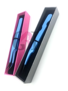 Haute qualité bleu ciel poudre revêtement acier inoxydable Extension de cils droits pince à épiler incurvée arc-en-ciel pointe Instruments de beauté - Product Image 6