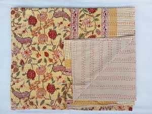 Kantha ผ้าคลุมเตียงทำมือสำหรับคนอินเดีย,ผ้านวมคิง Kantha ผ้าคลุมผ้าฝ้าย