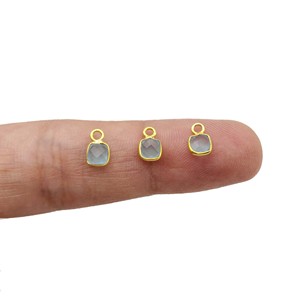 จี้เบาะหินควาคาลซิโดนีประดับอัญมณีเล็กๆในเรือนชุบทองเพื่อการทำเครื่องประดับและทำมือ - Product Image 4