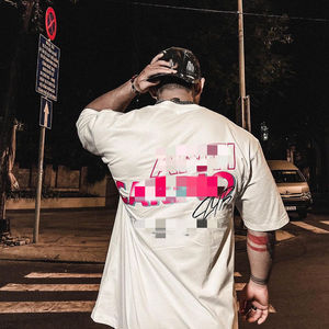 Venta al por mayor de impresión bordado 240 gramos 100% algodón camiseta de gran tamaño para los hombres Drop-Shoulder Plain Custom Unisex camiseta de los hombres - Product Image 5