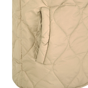 Gilet matelassé beige décontracté pour hommes 100% Design d'hiver respirant avec fermeture éclair à col brodé personnalisable en gros - Product Image 3