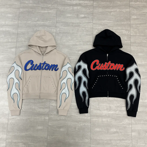 Sudadera Personalizada 100% Algodón French Terry, Gruesa, Corte Holgado, Impresión Digital, Pedrería, Lavado Ácido, Primavera - Product Image 1