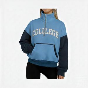 Sudadera de invierno para mujer con media cremallera, forro polar, diseño de lentejuelas, bordado 3D frontal, estampado, de punto, poliéster/algodón, anti-bolitas, estilo urbano. - Product Image 4