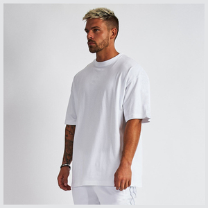 Venta al por mayor 100% algodón hombres camiseta Casual suelta impresa Oversize Plus tamaño personalizado microfibra impresión larga longitud de punto - Product Image 5