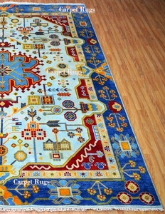 Alfombra Persa Azul Hariz Bizard de Alta Calidad, 8x10, Hecha a Mano, Bordada en Lana, Apta para Mascotas, de Pelo Corto, para Sala de Estar - Product Image 3