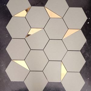 Tuile de mosaïque en céramique PVD or hexagone 3 "AccentWallTiles 73mm pour chambre à coucher murs caractéristiques Lobby et murs de réception 260x300mm - Product Image 5