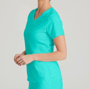 Mujer Modern Fit V-Neck Scrub Top 4-Pocket V-Neck Top Alpine Aqua - Product Image 2