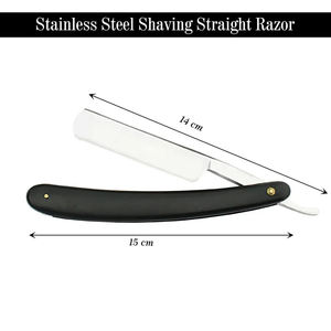 Maquinilla de afeitar recta clásica vintage con hoja de acero inoxidable y mango negro, herramienta de afeitado de garganta cortada para belleza y cuidado Personal - Product Image 2