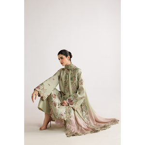 Ensemble 3 pièces pour femme IZNIK : chemise en coton brodé et imprimé tie-dye avec dupatta et pantalon BIC-4892 - Product Image 3