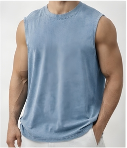 Camiseta sin Mangas para Hombre, 100% Algodón, 230 GSM, Corte Holgado, Lisa, Personalizable, para Gimnasio, Fitness y Entrenamiento - Product Image 4
