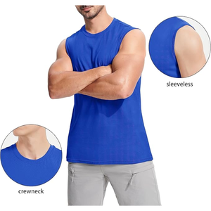 Haute qualité Gym Fitness débardeur hommes et femmes entraînement col rond vêtements sans manches pour la course-en vrac - Product Image 5