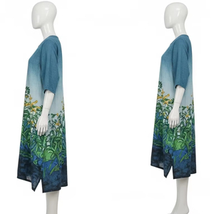 Robes décontractées en lin et coton respirant avec impression numérique, tissu léger et confortable pour les tenues quotidiennes, mode de plein air - Product Image 4